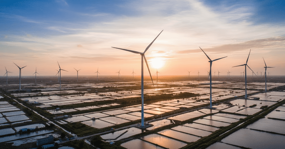 Toàn cảnh cánh đồng điện gió Bạc Liêu